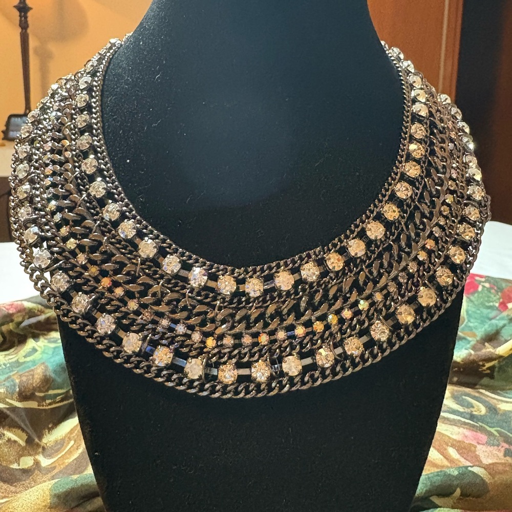 Macy's Silver and Black Layered Necklace
